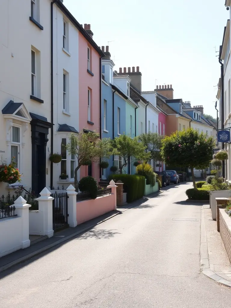 A residential street in Truro, Cornwall, with well-maintained houses, symbolizing Cornwall Property Care's commitment to preserving homes in the area.